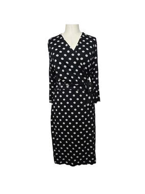 Sade New York Martey Black Cream Wrap Polka Dot Dress 16